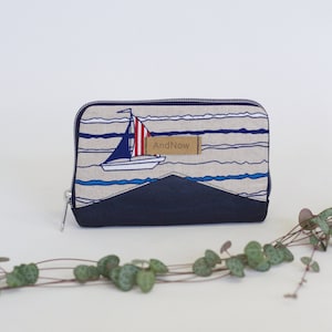 Kleines Portemonnaie Kork Little Mynta maritim blau Damen
