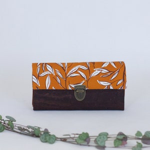 Portemonnaie Damen Kork Streifen orange handmade nachhaltig