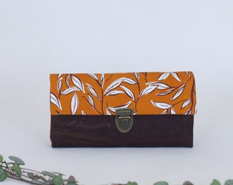 Portemonnaie Damen Kork Streifen orange handmade nachhaltig