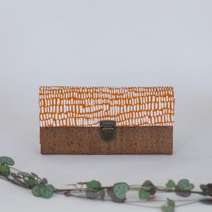 Portemonnaie Damen Kork Streifen orange handmade nachhaltig