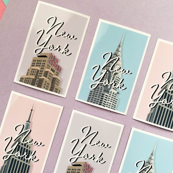 NYC Skyscraper Stickers | Empire, Chrysler, New Yorker | Waterproof Vinyl Sticker