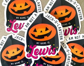 Lewis Pumpkin Sticker | Jack-O-Lantern | Waterproof Vinyl Sticker