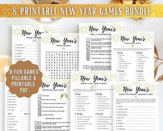8 Printable Virtual New Year Party Games Family Countdown