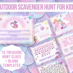 Outdoor Mermaid Treasure Hunt Game for Kids | Digital Printable | Birthday Scavenger hunt | Party Games | Birthday Party | Underwater World