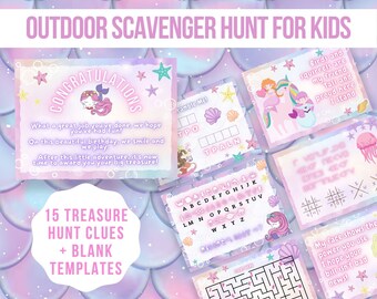 Outdoor Mermaid Treasure Hunt Game for Kids | Digital Printable | Birthday Scavenger hunt | Party Games | Birthday Party | Underwater World