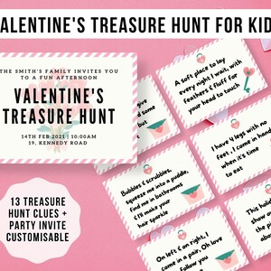 Valentines Day Treasure Hunt for Kids | Printable | Party Games | family game |Scavenger Hunt | Kid Friendly |
