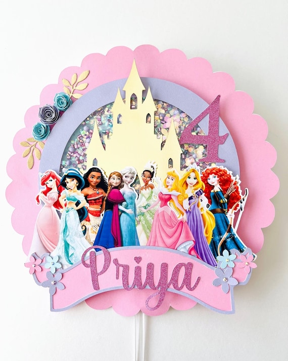 Kit anniversaire Princesse rose à imprimer 2 - Fanions et Cake toppers avec  Tête à modeler