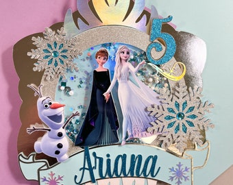 Frozen cake topper-Frozen 2 cake topper-Lights up- Frozen party package - Frozen Inspired Cake Topper -Personalized Frozen Party Cake Topper