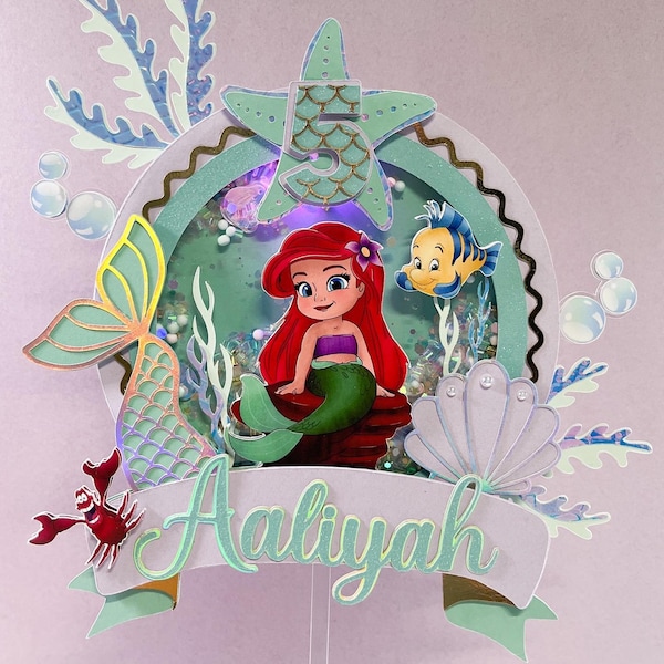 The Little Mermaid Cake Topper - Baby Ariel Cake Topper - The Little Mermaid Party - Disney Princess - Little Mermaid Birthday Decorations -