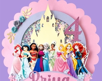 Princess Cake topper -Disney Princesses cake topper -Princess birthday party-  Princesses Cake Topper- Princess Cake Topper Shaker LIGHTS UP