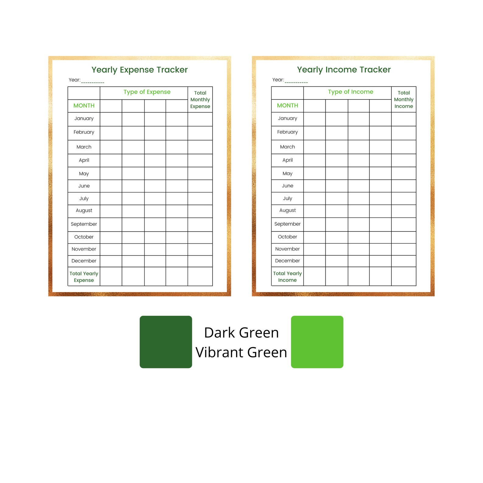 Yearly Income Tracker Yearly Expense Tracker Printable