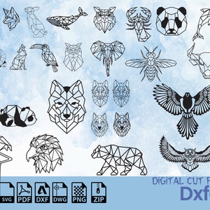 幾何学的動物 SVG 28+ バンドル、多角形動物 SVG Dxf、幾何学的多角形 SVG、多角形 T シャツ、ファイル ベクトル レーザー切断ファイル