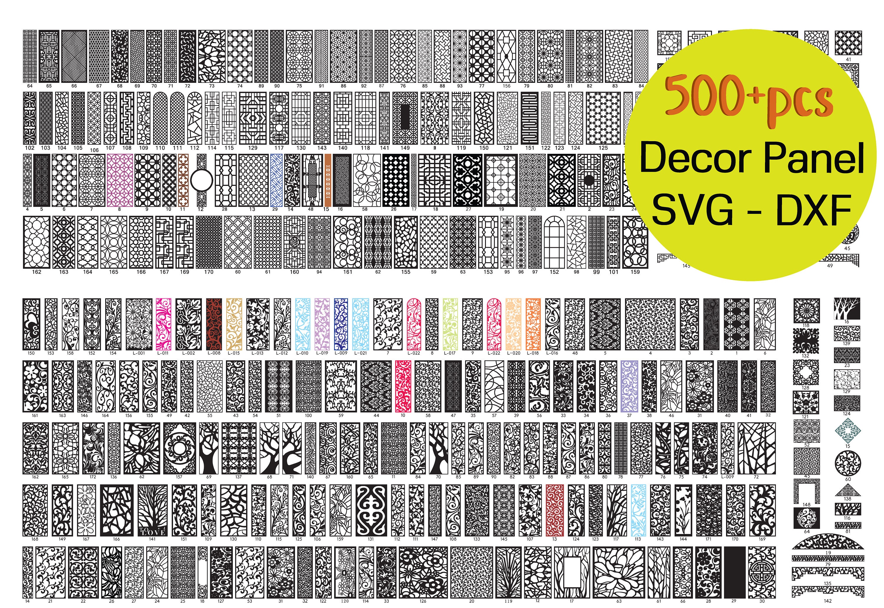 Panel Collection 500+cnc files Panel Dxf SVG,Lightburn Art Library for Laser Cut cnc plasma, laser cut files,cnc patterns Stencil