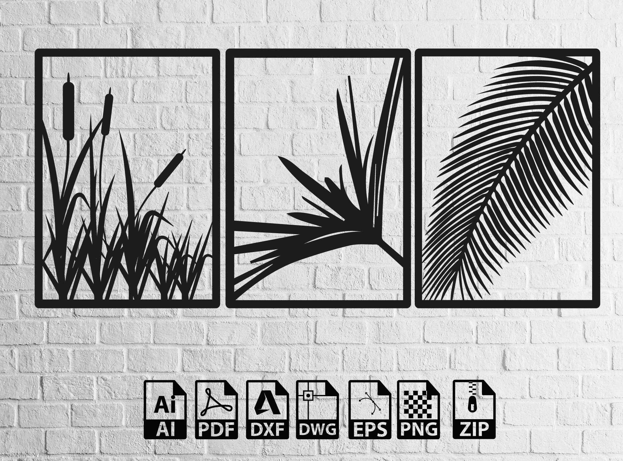 Leaf Svg Leaf Design Reeds Svg Laser Cut Svg Dxf Files Wall - Etsy ...