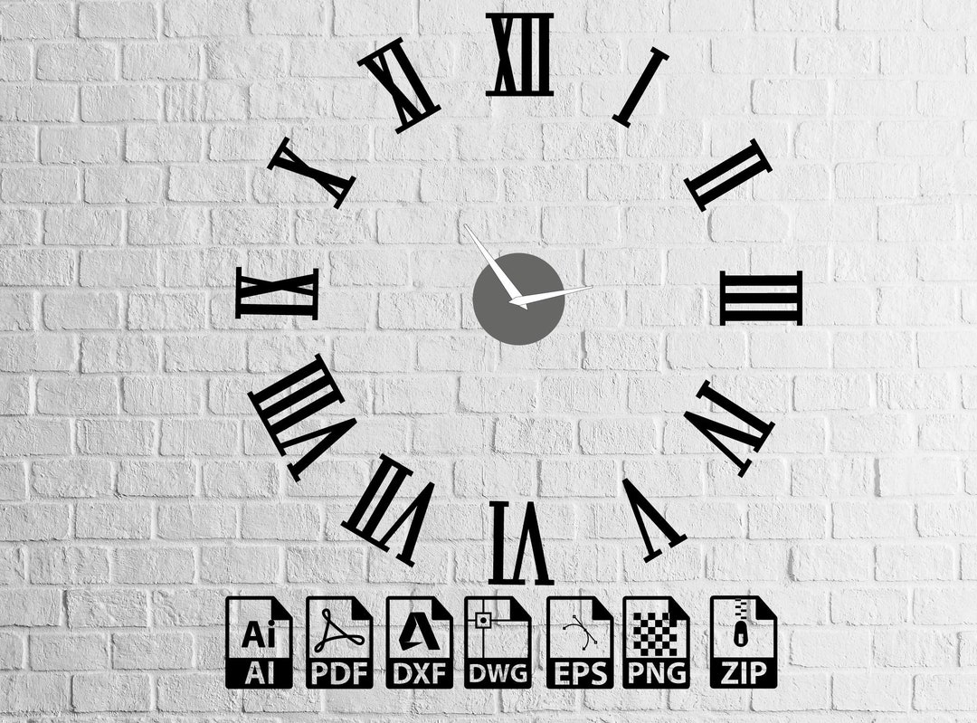 Roman Numeral Wall Clock Assembly Scheme Decor Laser Cut, Svg, Dxf, CNC