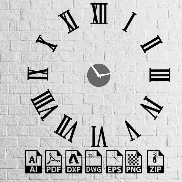 roman numeral wall clock assembly scheme Decor  Laser Cut, Svg, Dxf, CNC Cutting, CNC Router, Digital, Vector Files , Lightburn ,Circut