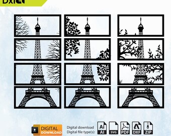 Eiffel Tower SVG Dxf Files | Laser Cut Files | CNC Vector Design