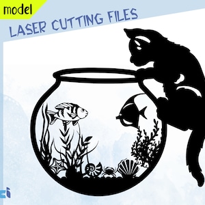 Funny Cat Fish Svg Dxf Files | Aquarium SVG | Cricut & Laser Cut Files
