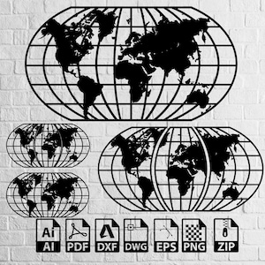 Weltkarte SVG Weltkarte Vektor-Datei Weltkarte Cricut Welt Silhouette Clipart Welt PNG World Maps SVG-Svg-Dxf-Dateien