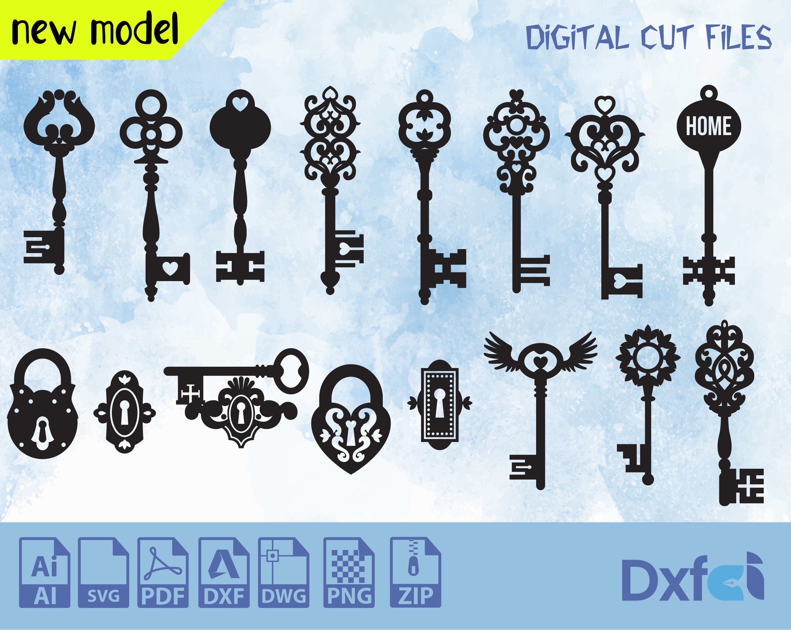 Crossed Skeleton Keys SVG