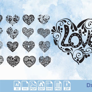 Herz SVG 150 + stk Form, Geschenk Liebe svg Lightburn Circut svg Herz offene Liebe, Herzen svg Dxf-Dateien Hand gezeichnetes Herz, Liebesschnittdateien