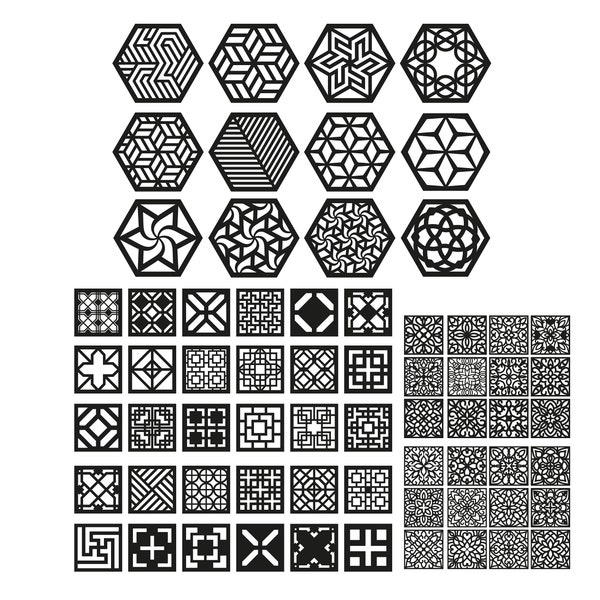 Hexagon coasters 2 Celtik 2 Collection Mandala pattern Geometric Vector files, for laser cut, cnc.
