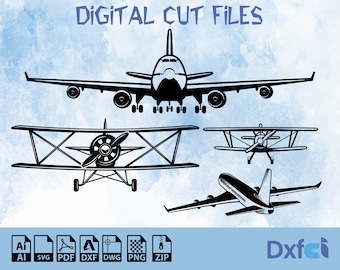 Airplane SVG Laser Cut Files: Aircraft Decor Vector (Dxf, Svg, Ai, Pdf)