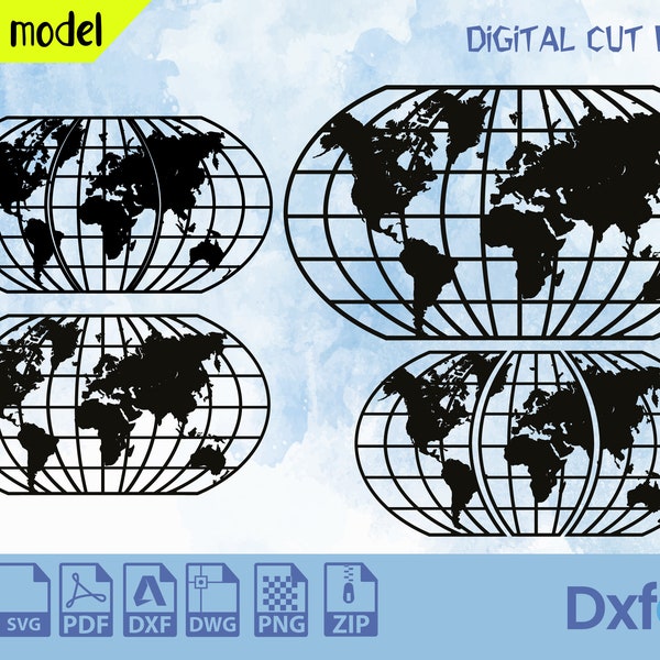 World Map Svg Maps Decor Wall Art Laser Cuts , Svg, Dxf, Plasma Cutting , CNC Router, Digital, Vector Files