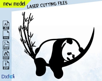 Arquivo SVG DXF do Urso Panda: Vetor de Animal Recortado a Laser