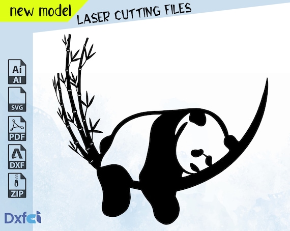 Panda Bear SVG DXF File: Laser Cut Animal Vector