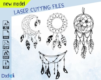 Dromenvanger lasergesneden SVG-bestanden: monogram clipart splitsen (digitale download)