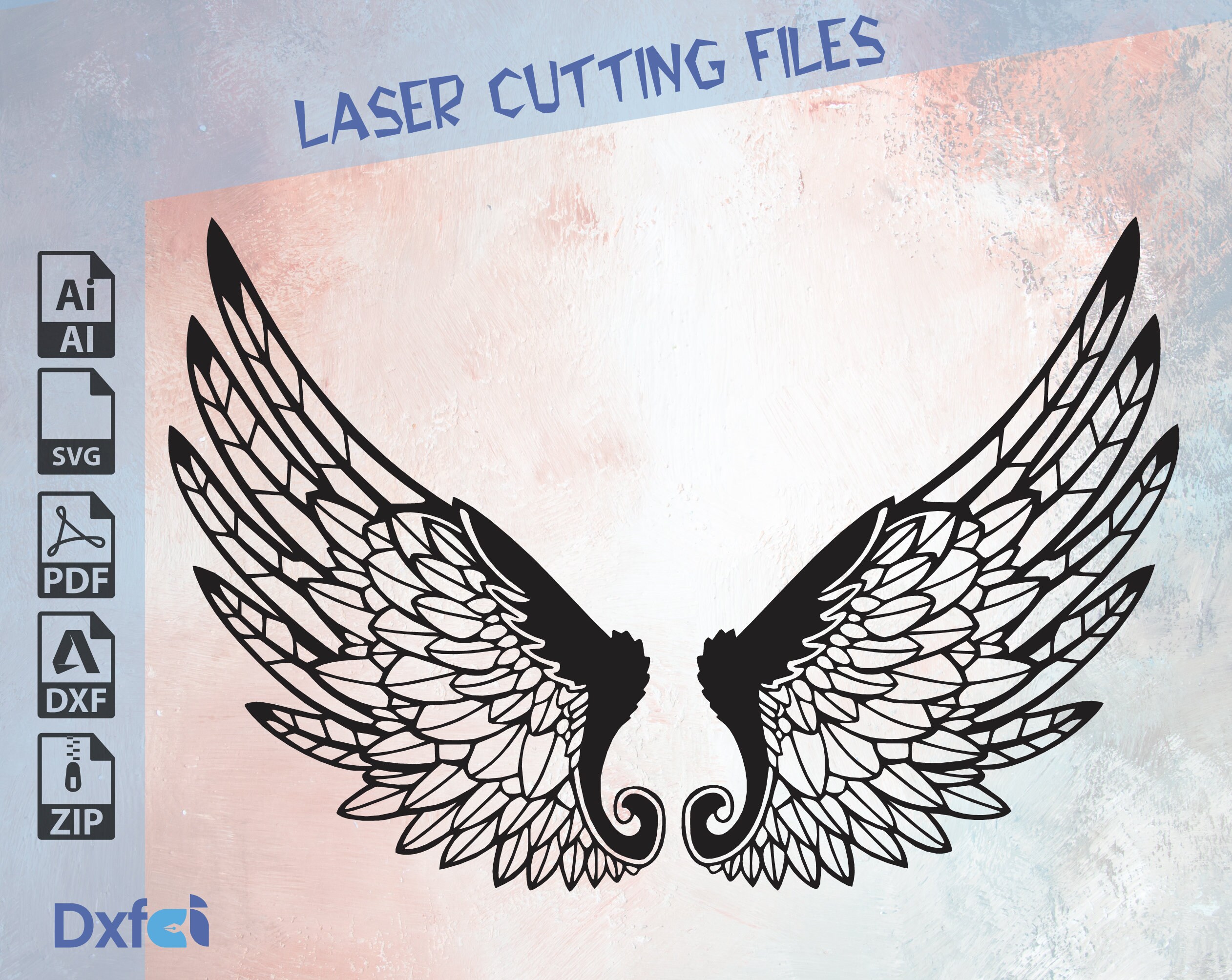 Angel Wings Svg, Laser Cut Dxf Files Wings Dxf , Angel Wings