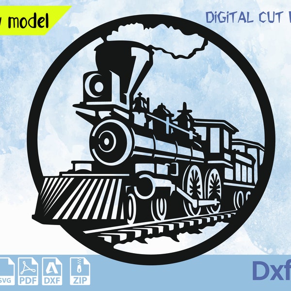 Train à vapeur Decor Design train svg Laser Cut, Svg, Dxf, WallArt, CNC Cutting, CNC Router, Digital, Vector Files