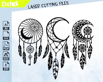 Fichier SVG attrape-rêves, modèle de décoration murale découpé au laser (téléchargement numérique)