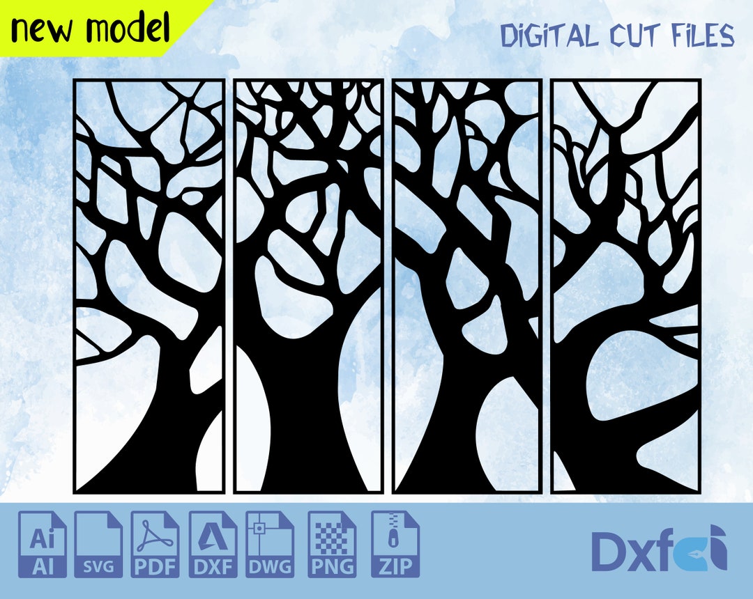 Tree Svg Dxf Leaf Svg Files Laser Cut Dxf Laser Cut, Svg, Dxf,wallart ...