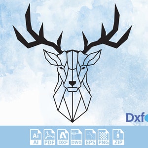 Geometryczny portret jelenia: plik cięty laserowo (DXF, SVG)