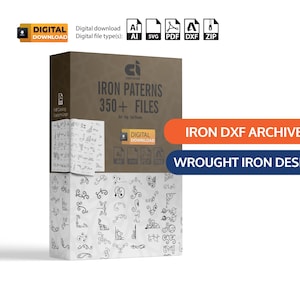 Catálogo de diseños de hierro forjado: 350 archivos DXF y SVG. Paquete vectorial de corte láser CNC.