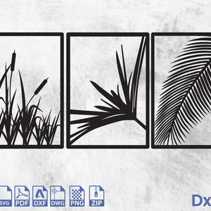 Leaf Svg Leaf Design Reeds Svg Laser Cut Svg Dxf Files Wall Sticker ...