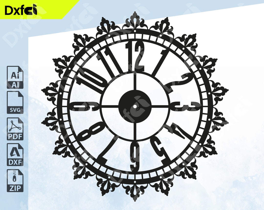 Patterned Clock Laser Cut Wall Art, Modern Home Decor, Unique Wall ...