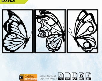 Butterfly Wall Art SVG DXF: Laser Cut Files (Digital Download)