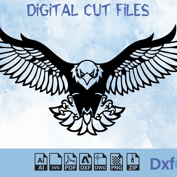 Aigle SVG American Eagle Dxf fichiers Clipart pygargue à tête blanche svg Eagle dxf Eagle Silhouette svg Eagle couper fichier téléchargement immédiat