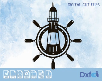 Lighthouse Svg Design laser cut Dxf Files  Sea Light Svg ship helm svg , Lightburn ,Circut