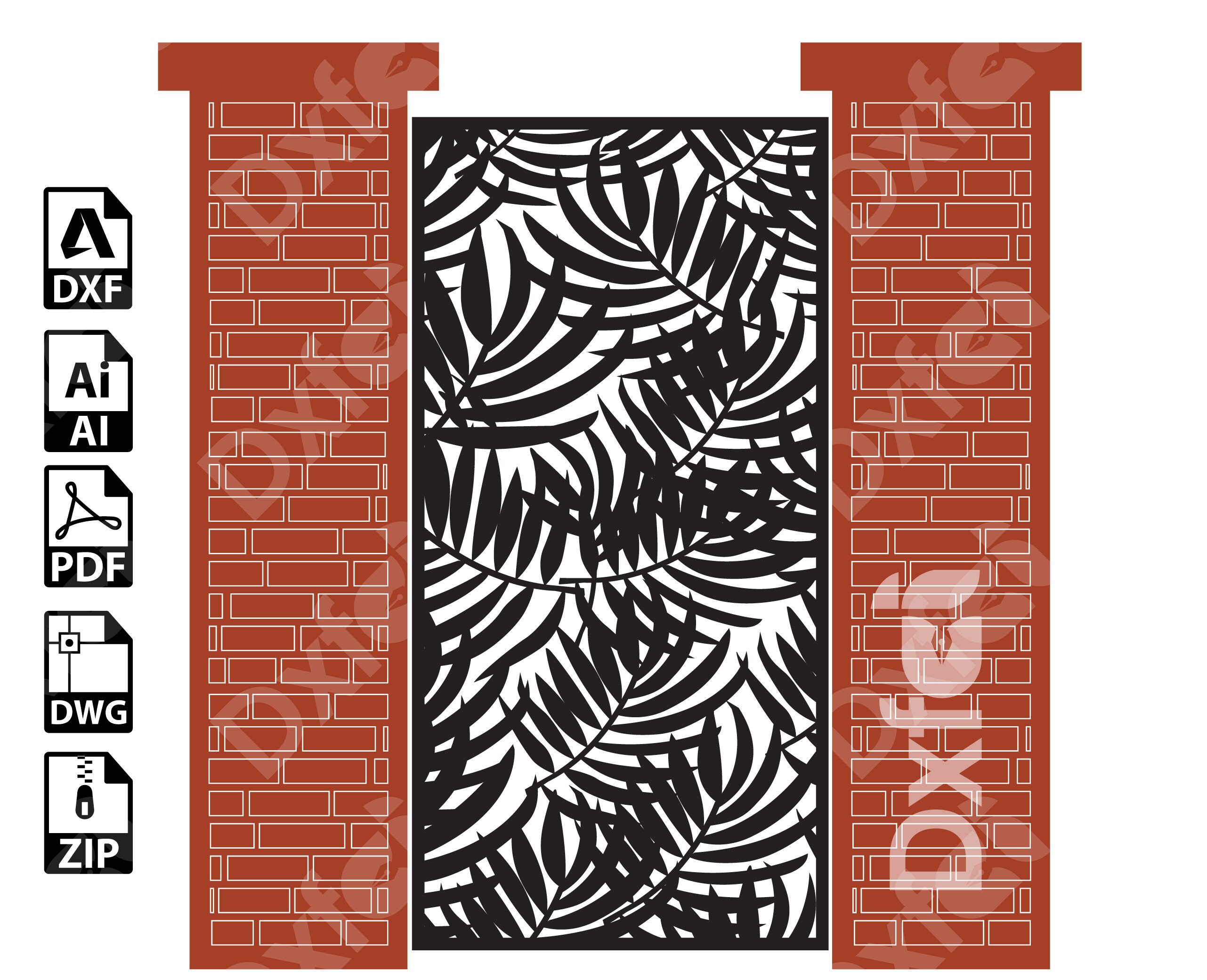 Palm Tree Dxf Files Panel Natural decorative panel , Room divider with tropical flower pattern, Privacy screen CNC files Dxf Plasma #KAP119