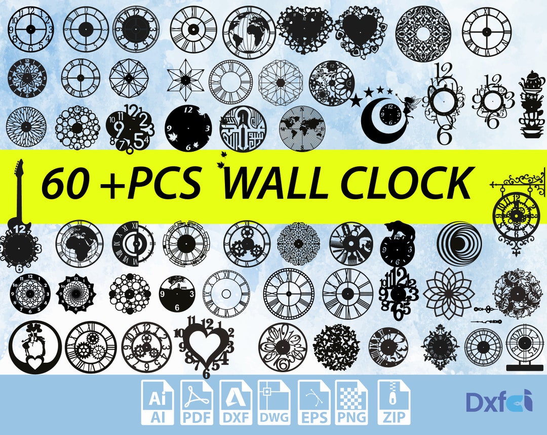Laser Cut Wall Clock Designs: 60+ SVG DXF Bundle - Etsy UK