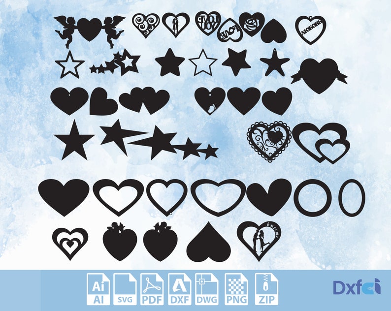 Heart SVG Bundle: Hand Drawn Love Cut Files (dxf, Svg, Ai, Pdf) - Etsy