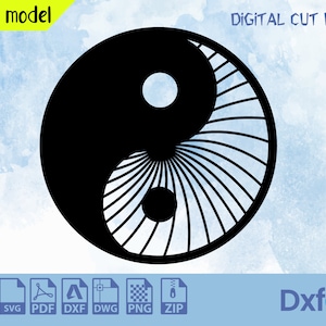 Yin Yang svg, Black and white, Yin and Yang, Tao Wallart Home Decor Dxf Files Laser Cut , Lightburn ,Circut
