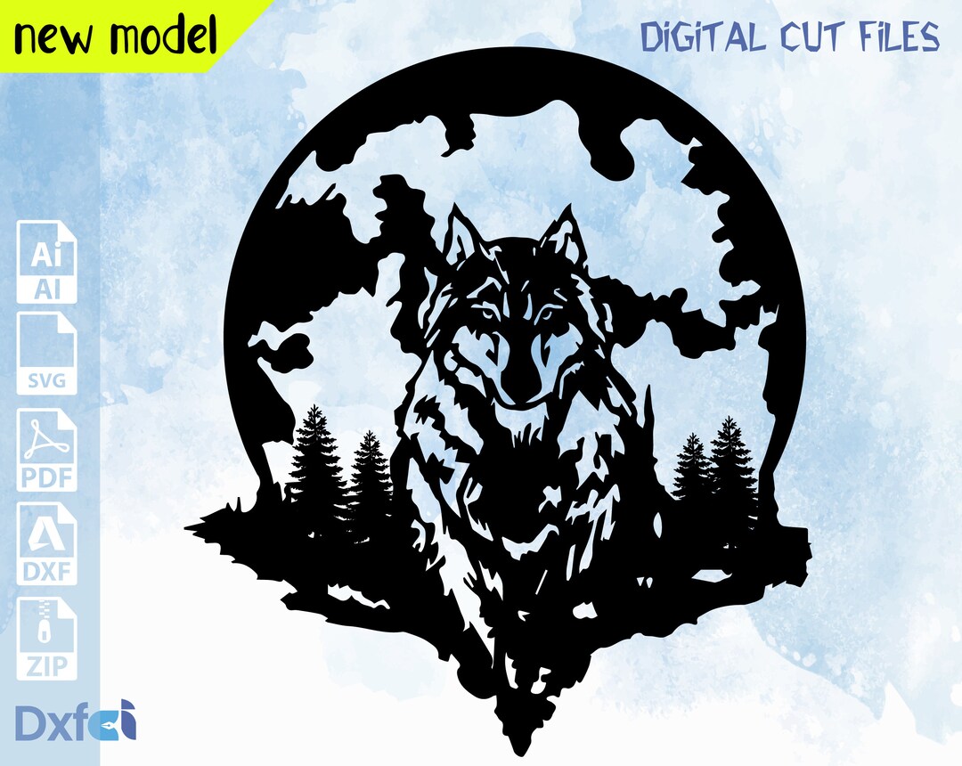 Wolf Mountain Art SVG PNG: Laser Cut Files - Etsy