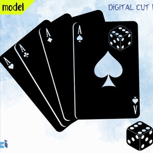 Speelkaarten Svg, lasergesneden dxf-bestanden azen svg, pokerkaarten svg, Royal Flush illustraties, pokerkaarten vector gesneden bestanden, Lightburn, Circut