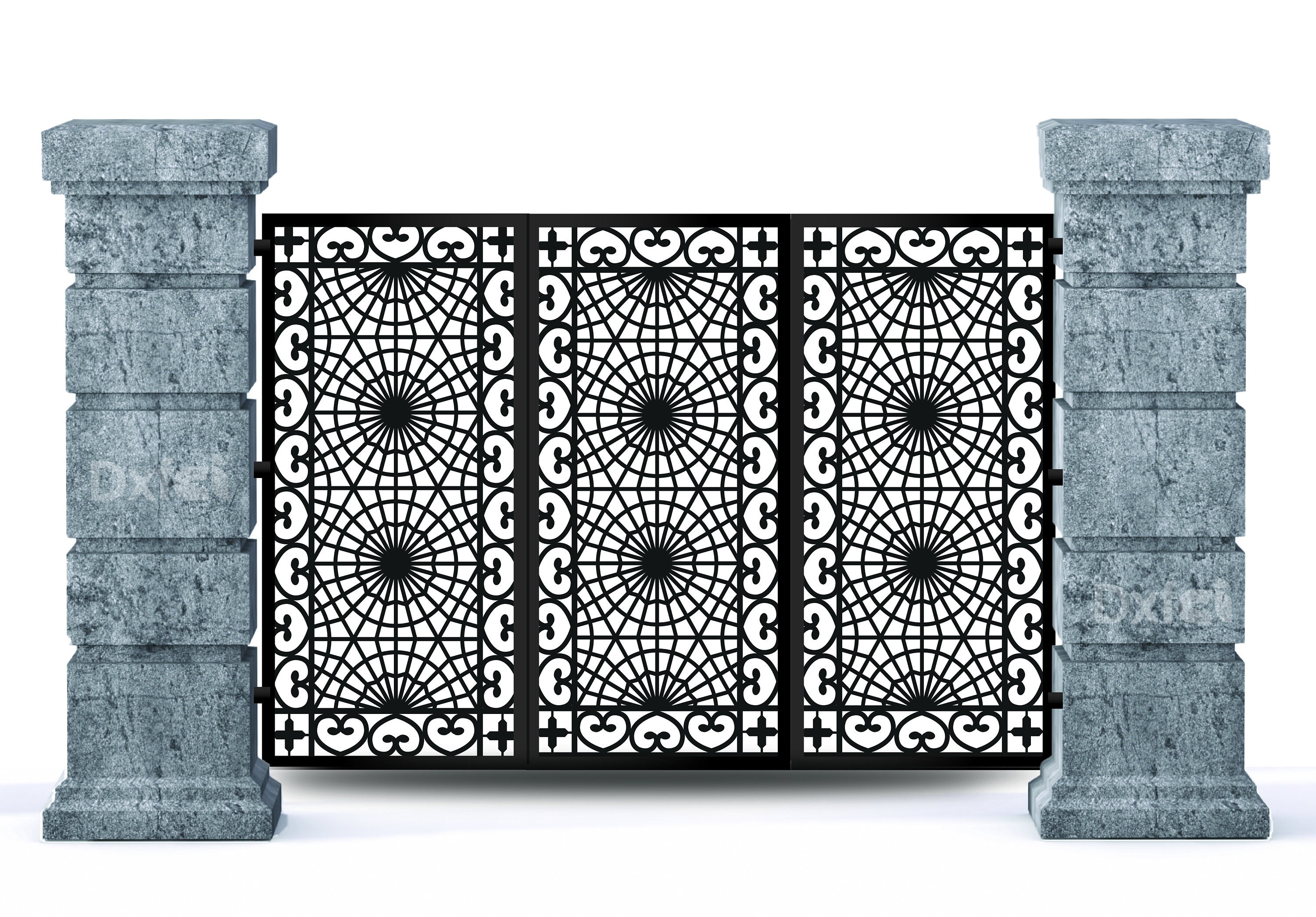 Wrought Iron Garden Gate Panel: Geometric Design (SVG Dxf Ai PDF) - Etsy, image size:3000x2091