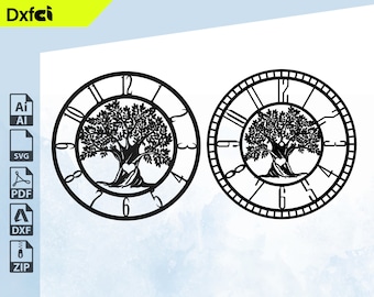 Reloj del Árbol de la Vida SVG DXF: Archivo cortado con láser